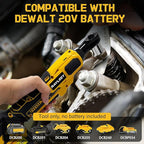 3/8" Cordless Ratchet Wrench for DEWALT 20V MAX Battery, 45 Ft-lbs(60 N.m) Power Electric Ratchet Tool Kit, Variable Speed Control, 7 Sockets, 1/4"Adapter & 3" Extension Bar (Tool Only)
