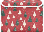 Large Storage Bins with Linen Collapsible Foldable Storage Cubes Fabric Closet Organizer Containers box with Flip-Top Lid for Home Bedroom Office 16.7 x 12.6 x 11.8in (Linen-red Christmas Trees)