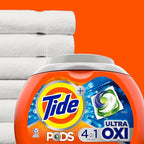 Tide 4-n-1 Ultra Oxi PODS Laundry Detergent Pacs, 57 Count, HE Compatible, Built in Pre-treater for Stains