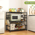 Durayloly 3Tier Storage Shelves Metal Shelving Unit Organizer,Adjustable Wire Shelving Rack Pantry Kitchen with Hooks,Shelves for Laundry,Office and Bathroom closet shelves 23.6" W x 13.8" D x 30.9" H