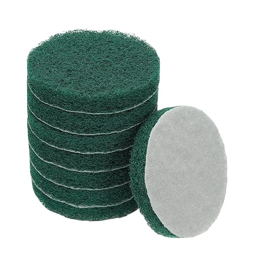 Power Scrub Pads, Scrubbing Pads 180 Grits Scouring Discs - Fitting for (Home Kitchen Cleaning - Drill Attachment - Scrubber Replacement) 8 Pcs & 4 Inch & Green