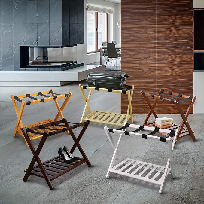 Casual Home Luggage Rack with Shelf, Espresso