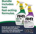 RMR Brands DIY Mold Remover Bundle - Complete Mold Killer & Stain Remover Bundle - Mold and Mildew Prevention Kit, Disinfectant Spray, Includes 2-32 Ounce Bottles