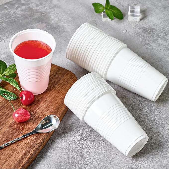 Lilymicky 2000 PACK 9 oz White Plastic Cups, 9 Ounce Disposable Drinking Cups for Birthday Parties, Picnics, Ceremonies