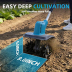 Cordless Tiller Cultivator, Battery Powered Electric Tiller with 360RPM, 48 Steel Tines, 9" Tilling Width, 6.6" Depth, Portable Rotary Tiller for Gardening(2x4.0 Ah Battery & Charge & LCD Display)