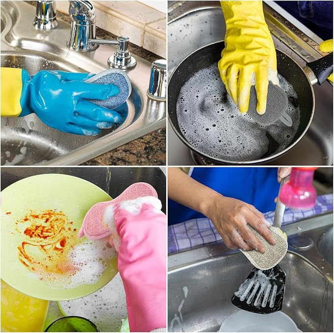 Boao 10 Pieces Multipurpose Kitchen Scrub Sponges, Non-Scratch Microfiber Scrub Sponges for Kitchen Reusable Scouring Pads Sponge Scrubber for Household Cleaning Dishes and Pots(Mixed Colors)