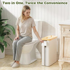 42L Toilet Paper Basket with Bamboo Lid, Toilet Paper Storage with Toilet Paper Holder & Non-Slip Mat for Bathroom Organizer, Holds up to 19 Regular Rolls or 14 Mega Rolls, Collapsible & Stackable