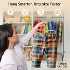 Hanger Central 30 Pack Pants Hangers – 10 Inch Slim Plastic Clothes Hangers with Clips for Skirts, Pants, Shorts – Heavy Duty Space Saving Non Slip Closet Organizer with Swivel Hook – Black