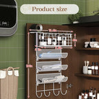 Wall-Mounted Hair Dryer Holder Styling Tool Organizer 4-Shelf Storage Wire Basket with Hook Heat Safe Rack for Hair-Straighteners,Curling Wands,Flat Iron,Cabinet Door Bathroom Kitchen White
