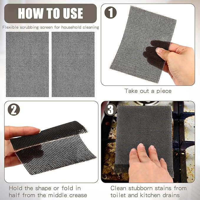 Hicarer 50 Pcs Flexible Scrubbing Screen for Household Cleaning 5.5" x 4" Scrubber Flexible Scouring Mesh Pad Cleaning Abrasive Grit Screen for Remove Carbon Rust Scale