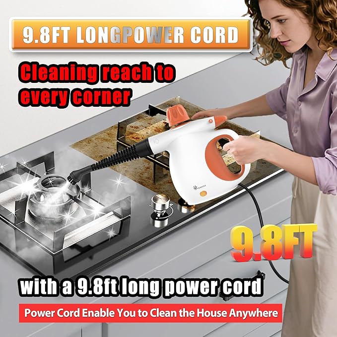 ETL-Certified Handheld Steam Cleaner - 221℉ 3.5 Bar Pressure, Chemical-Free Multi-Surface Cleaner for Kitchen, Bathroom, Car - Heats in 3-5 Mins