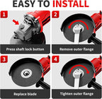 Cordless Angle Grinder 4-1/2 inch, 3-Speed Adjustable, 10000 RPM Electric Angle Grinder Portable with 2*4.0Ah Batteries & 3 Wheels, Battery Powered Grinder Tool Kit for Wood/Metal/PVC Cutting