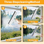 Pro 3 in 1 Window Cleaning Scraper, with 2 Replaceable Cleaning Cotton Strips 3 in 1 Spray Squeegee, Window Squeegee, Suitable for Cleaning Bathroom Glass, Mirrors, Car Windows (Yellow)