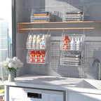 PUPPYCUTE Hanging Closet Organizer and Storage, Clothes Hanging Shelves Wire Baskets for Clothing Sweaters Purse Handbags Shoes White 5 Tier