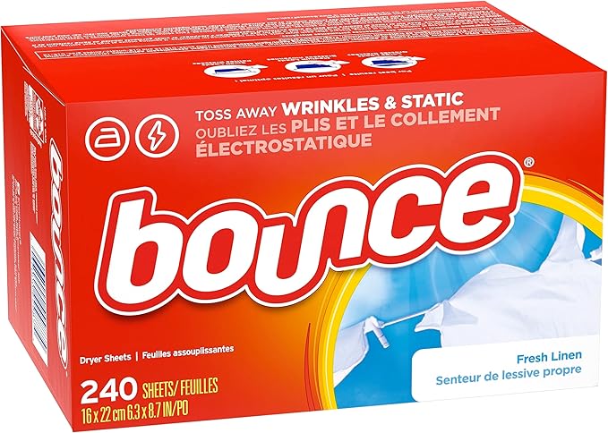 Bounce Fabric Softener Sheets, Fresh Linen Scent, 240 Count (Pack of 2)