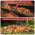 BsBsBest 75 Inch Rake for Leaves with 18 Metal Tines 10-18" Expandable Head Rakes Adjustable Handle for Lawn Leaf Rake Yard Tools for Collecting Leaves, Grass Clippings, Garbage