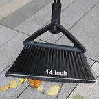 4PCS Heavy Duty Broom, Broom for Sweeeping Indoor and Outdoor, Angle Broom with Long Pole, Outdoor Broom for Courtyard/Garages/Slidewalk, Indoor Broom for Kitchen Lobby Canteen Black