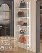 UMDONX Behind The Door Bathroom Shelf Narrow 5-Tier, Slim Space-Saving Storage Shelf, Freestanding Narrow Shelving Unit for Bathroom, Kitchen, Closet and Laundry Room
