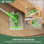 Eyliden Sweeper Mop with 36 Refills - 3 Types of Disposable Dry & Wet Cloths | Lock-Tight Design No Lost Pads, Universal Refills, Multi-Surface Sweeping Starter Kit for Pet Hair, Dust, Floor Cleaning