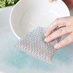 RSVP International Kitchen Cleaning Collection Gentle Scrubbing Sponge for Non-Stick Cookware, Porcelain & Glass, Dishwasher Safe, 5x3.5, Silver (Pack of 4)