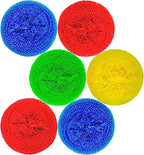 DecorRack 6 Mesh Scourers, Premium Non-Scratch Plastic Scourers, Stain Removing Cleaning Scrubber, for Kitchen Garage Bathroom (Pack of 6)