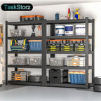 47" W Heavy-Duty Metal Storage Shelving, 5-Tier 3000 LBS Garage Shelves Unit, 71" H Ajustable Industrial Shelf for Garage, Warehouse, Home, Kitchen, Pantry, Office, Black