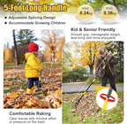 Rake for Leaves: Small Metal Garden Rake, 8.5" Wide, 11 Metal Tines,Heavy Duty Lightweight Kids Leaf Rakes for Small Lawn Yard Shrub,Tight Spot Garden Bed Leaf Debris Picking Cleaning, 60” Long Handle
