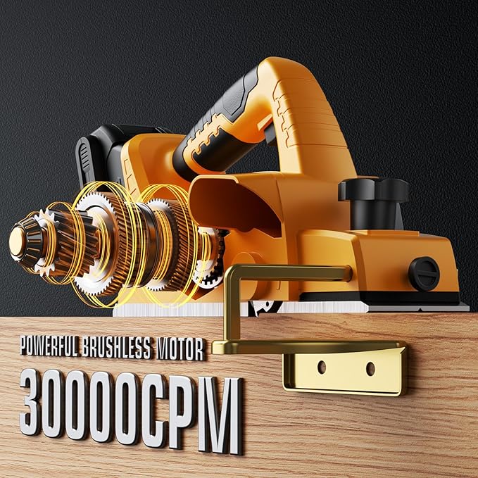 Electric Hand Planer for Dewalt 20V MAX Battery, 3-1/4 Inch Cordless Planer with Brushless Motor, 30000CPM, 2mm Cut Depth, Wood Planer for Carpentry Home DIY Woodworking(No Battery)