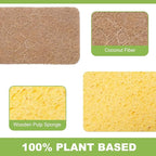 12 Pack Non-Scratch Scrub Sponge, Natural Kitchen Sponges for Cleaning Kitchen, Scratch Free Biodegradable Sponges for Dishes, No-Stick Cookware