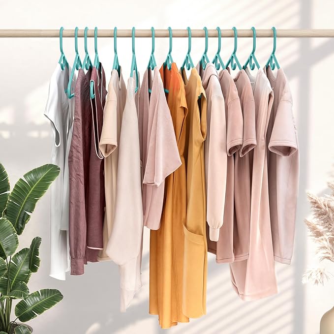NEATERIZE Thick Heavy Duty Hangers - Aqua Plastic Clothes Hangers 24 Pack - Great for Coat Hanger, Jackets Jeans & Suit Hanger for Closet - New Apartment Essentials Percheros Ganchos para Colgar Ropa
