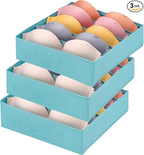 Bra Storage Drawers Organizer for Clothing Underwear Drawer Organizer Dividers Foldable Storage Cube Bins for Bra,Socks, Underwear,3 Pack （Light Green）