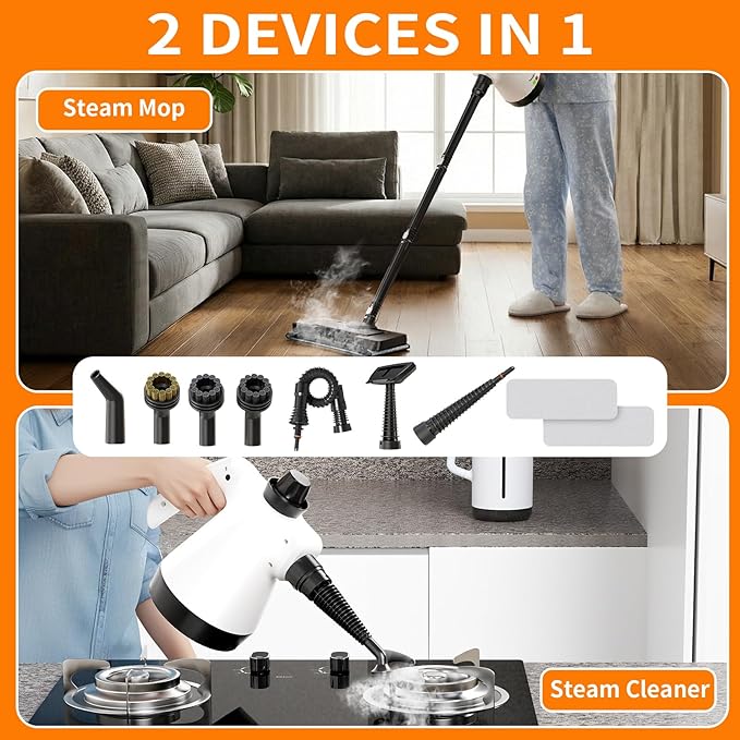 Steam Mop, Detachable Steam Cleaner 16-in-1 Lightweight Handheld Steamer for Hardwood Floors, Home, Tile, Furniture, Clothes, Windows Cleaning