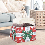 senya Large Storage Bins with Linen Collapsible Foldable Storage Cubes Fabric Closet Organizer Containers box with Flip-Top Lid for Home Bedroom Office 16.7 x 12.6 x 11.8in (Christmas Gift)