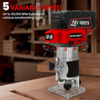 Cordless Wood Router Trimmer Compatible With MILWAUKEE 18V Battery, 800W 30000 RPM Brushless Motor Hand Palm Router with 15pcs 1/4"Shank Router Bits for Woodworking,Slotting(NO Battery)