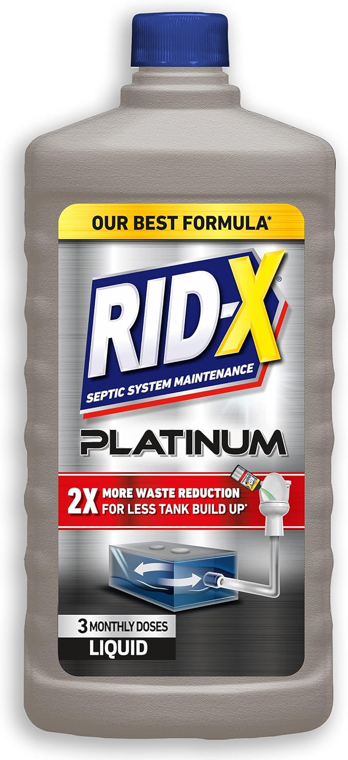 Rid-X Platinum Septic System Treatment, 3 Month Supply of Liquid, 24 Fl Oz