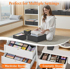 TasticTotes Drawer Organizer Clothes, 24 Pack Drawer Organizers and Underwear Organizer for Nursery, Dividers Clothes Organizer, Closet Organization and Foldable Storage Bins for Sock, Bra, Tie, Black