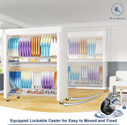 ULIFHOME P8C Max Heavy Duty Clothes Rack（With Extended Width Design） Rolling Clothing Racks for Hanging Clothes with Lockable Wheels，51.2"W x 15.8"D x 80.5"H，Load 700LBS，White Rack with White Cover