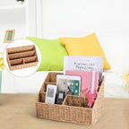 Woven Mail Organizer Countertop, 12 Inch Mail Organizer Basket for Bill and Pen, Farmhouse Desk organizers and storage