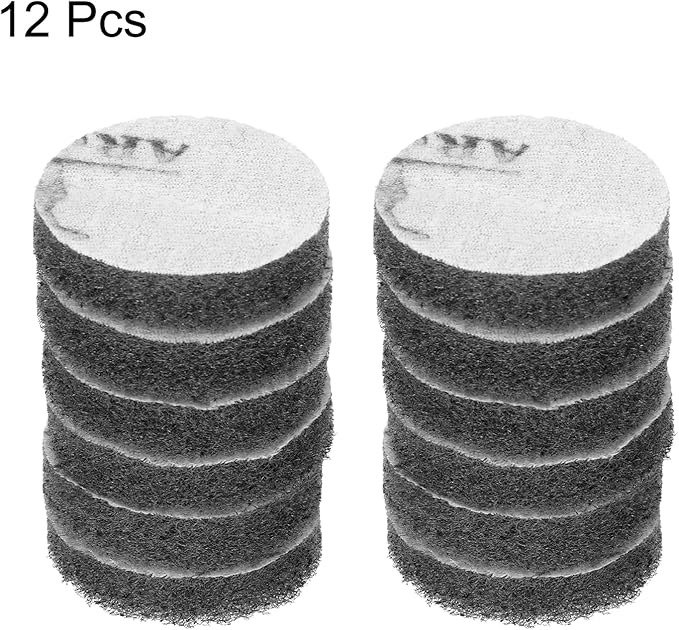 HARFINGTON 12pcs Scrubber Scouring Pads 1200 Grits 3 Inch Drill Power Brush Hoop and Loop Surface Conditioning Disc Drill Scuffing Disc Scrub Pads for Home Kitchen Cleaning, Light Grey
