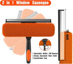4FT Window Squeegee with Extension Pole, 2-in-1 Squeegee for Window Cleaning, Professional Cleaning Kit for Home with 4FT Telescoping Pole for Outdoor Indoor Use