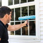 Unger Professional Connect and Clean 2-in-1 Squeegee and Scrubber, 10” Window Cleaning Tool, Commercial and Residential Use, Washer Cleaner Supplies to Remove Excess Water and Dry