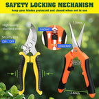 4 Pack Garden Pruning Shears, Stainless Steel Garden Shears, Gardening Shears, Garden Scissors, Clippers, Pruning Snips, Pruning Shears for Gardening Tools (4PCS Yellow Orange Green)