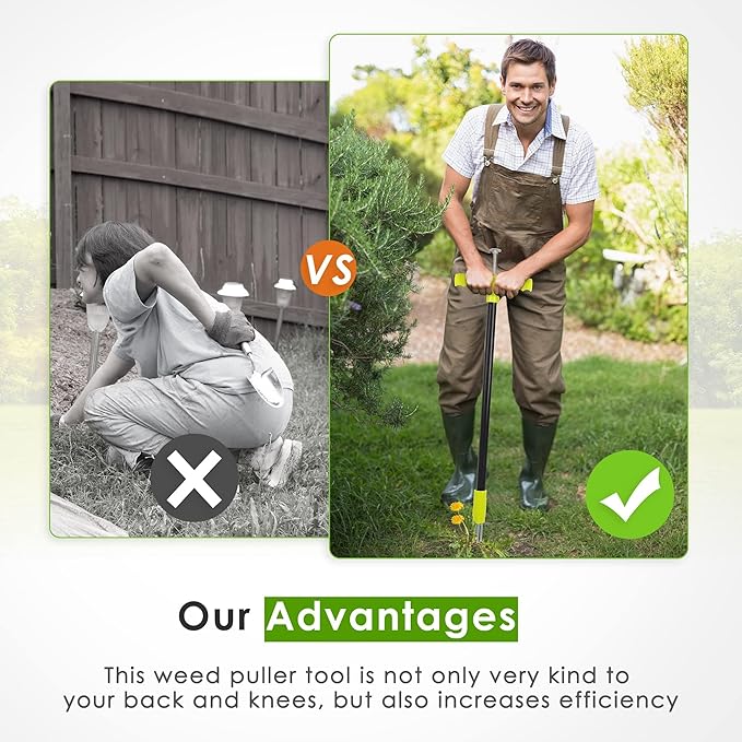 ORIENTOOLS 3 Claws Weed Puller Tool, Stand Up Weed Puller with Long Ergonomic Handle, Weed Puller Tool Stand Up Heavy Duty, Dandelion Picker, Garden Tools for Weeding, Weed Remover Tool for Lawn, Yard