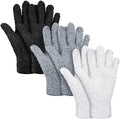 Patelai 3 Pairs Microfiber Plant Dusting Gloves Leaf Cleaning Gloves for Indoor Plants, Blinds, Furniture, House (Black,White,Gray,Medium)