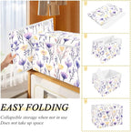 senya Large Storage Bins with Linen Collapsible Foldable Storage Cubes Fabric Closet Organizer Containers box with Flip-Top Lid for Home Bedroom Office 16.7 x 12.6 x 11.8in (Yellow Purple Flower)
