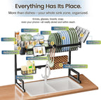ADBIU Over The Sink Dish Drying Rack (Expandable Height and Length) Snap-On Design 2 Tier Large Dish Rack