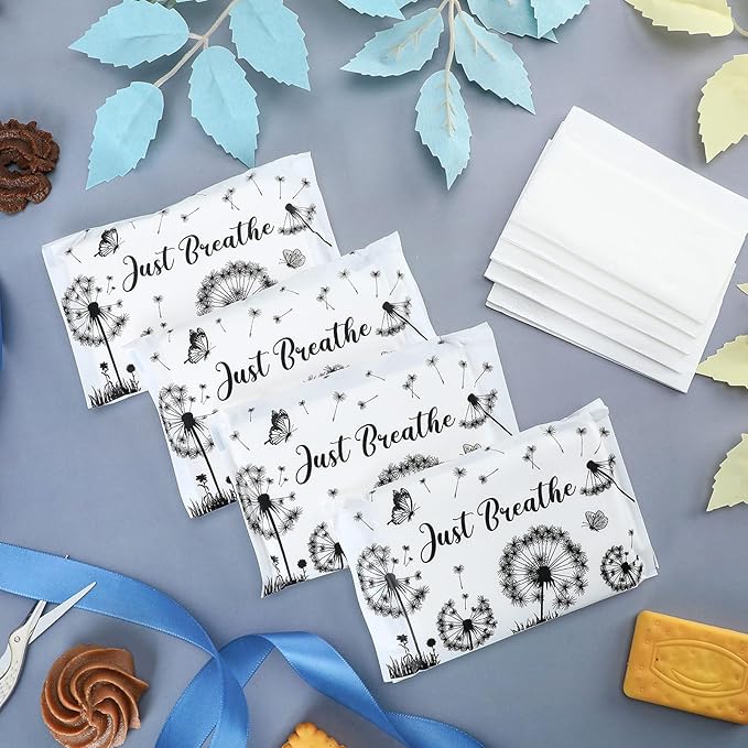 Geyee 50 Packs Facial Tissue Travel Packs Disposable Pocket Tissues for Wedding Guest Travel School Purse Home Supplies, 500 Sheets 3 Ply(Dandelion)