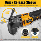 Cordless Oscillating Tool with 2 Battery, Brushless Motor Battery Powered Oscillating Multitool, 4°Oscillation Angle, 6 Variable Speeds, 26pcs Accessories for Metal & Wood Scraping, Cutting, Sanding