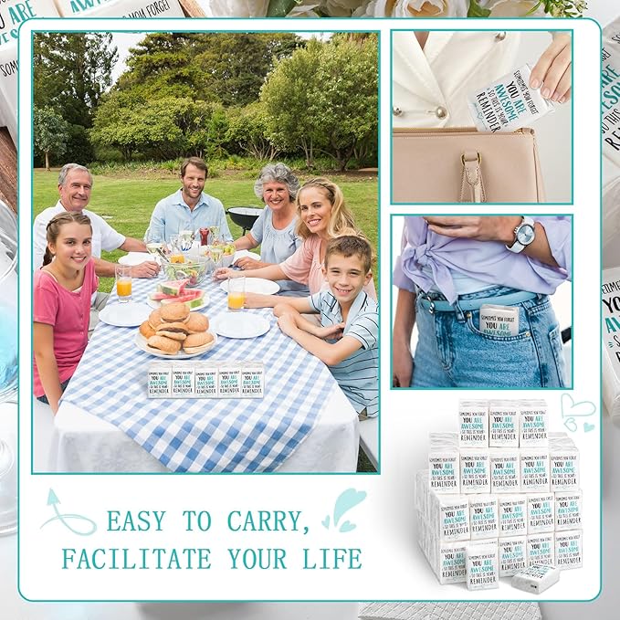 Fuutreo Motivational Facial Tissue Packs 3 Ply Inspirational Pocket Travel Packs Appreciation Gifts Soft Tissues Packs Individual Packs Travel Bulk for Wedding