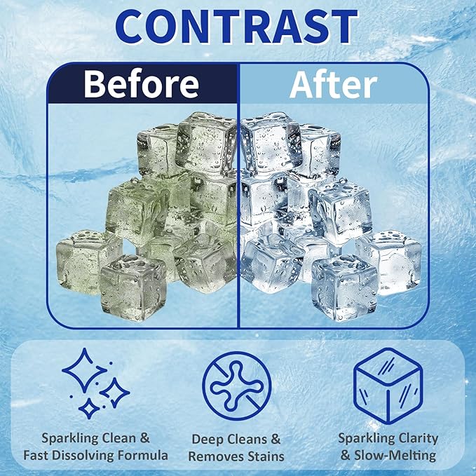 Ice Machine Cleaner Maker and Descaler -44 Ice Maker Cleaner Tablets Compatible with All Major Brands, Nickel Safe Descaler Countertop Portable Commercial Icemaker Cleaning Solution
